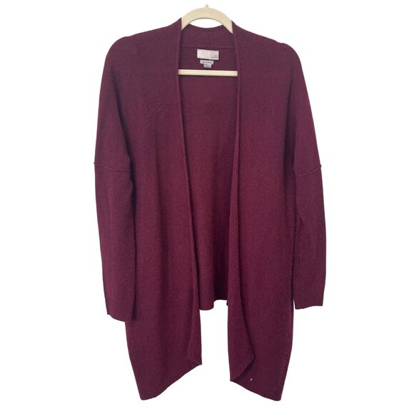 14th and Union Cashmere Open Front Cardigan Sweater Women Small Red Asymmetrical - Picture 1 of 9